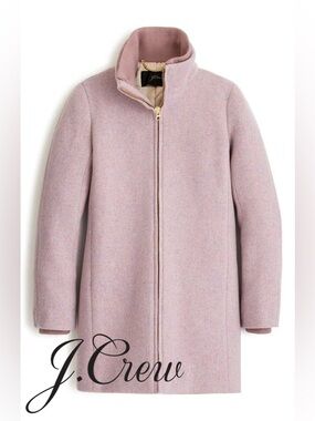 J. Crew Light Pink Wool-Blend Stand Collar Pea Coat